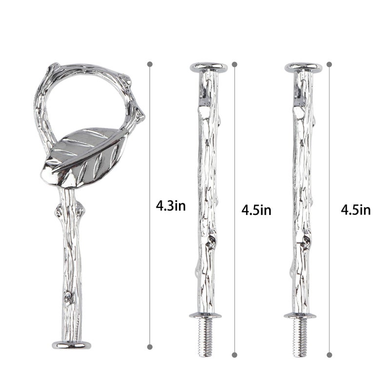Happy Will 3 Tier 14" Heavy Metal Cake Stand Holder Fruit Plate Stand Fitting Hardware Rod (Golden_Leaves) - Image 2